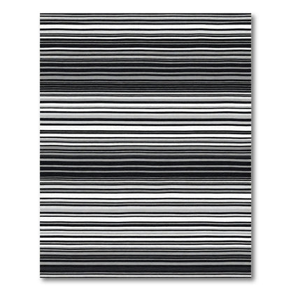 Abstract Black Gray White Stripe Area Rug