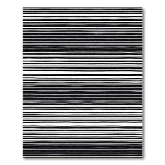 Abstract Black Gray White Stripe Area Rug