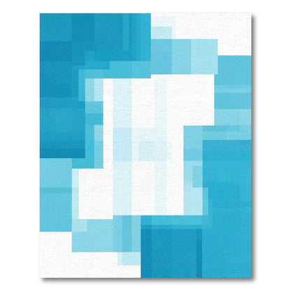 Aqua Abstract Geometric Overlay Rug