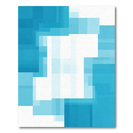 Aqua Abstract Geometric Overlay Rug