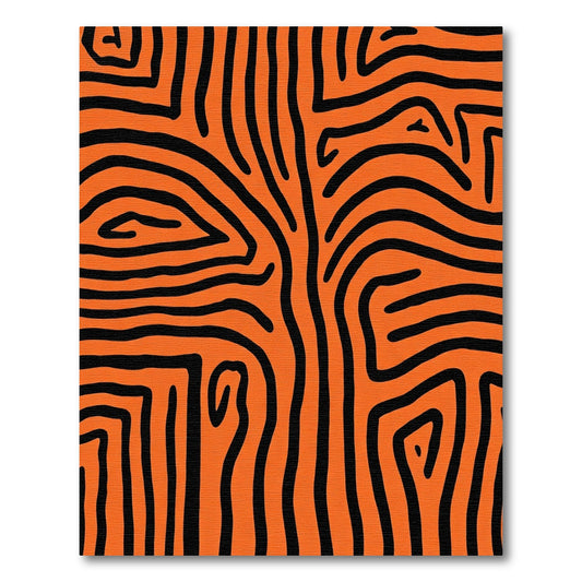 Bold Orange Black Abstract Lines Rug