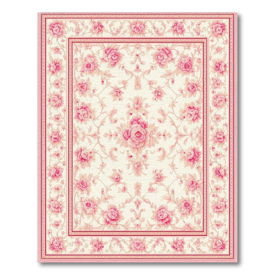 Pink Rose Floral Vintage No. 24 Area Rug