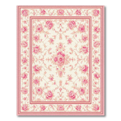Pink Rose Floral Vintage No. 24 Area Rug