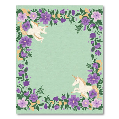 Enchanted Unicorn Floral Border Rug