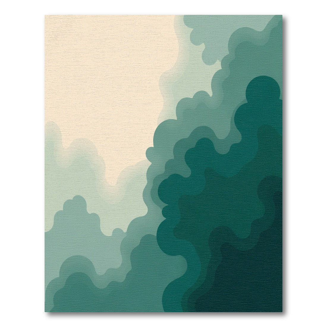 Deep Teal Abstract Layered Clouds Rug