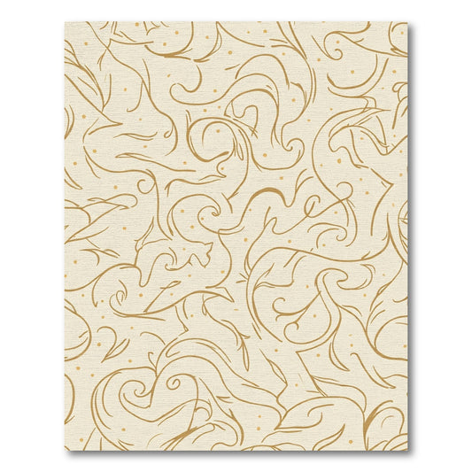 Cream and Gold Curlicue Swirl Rug