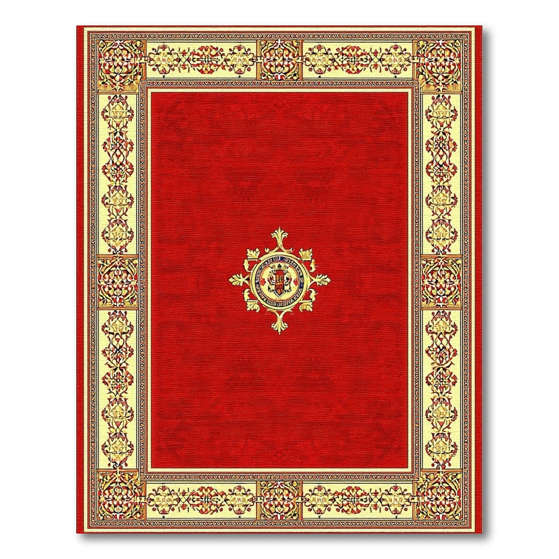 Red Crest Medallion Traditional Persian Rug