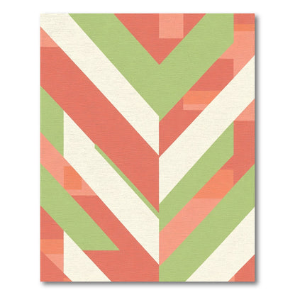 Coral Green Chevron Blocks Rug