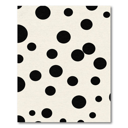Black Polka Dot Cream Abstract Rug