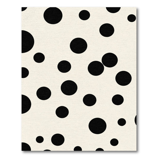 Black Polka Dot Cream Abstract Rug