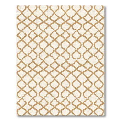 Golden Cream Lattice Connective Shapes Rug