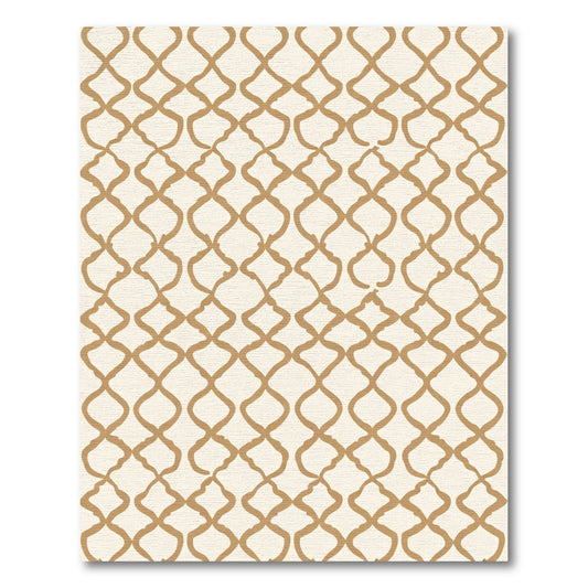 Golden Cream Lattice Connective Shapes Rug