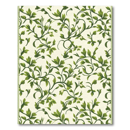 Green Leafy Vine Botanical Swirl Rug