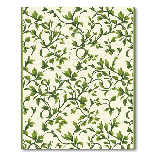 Green Leafy Vine Botanical Swirl Rug