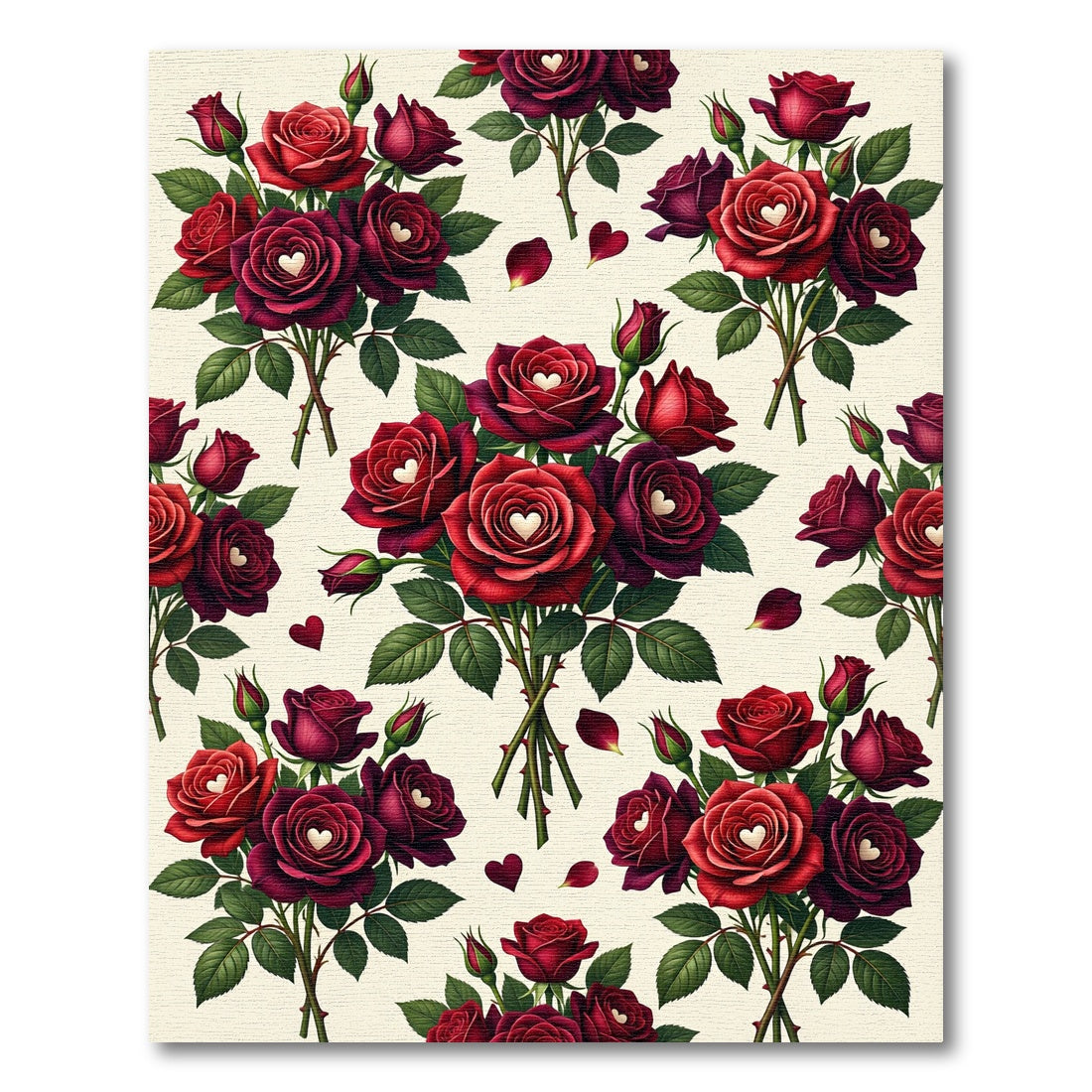 Crimson Heart Roses Bouquet Arrangement Rug