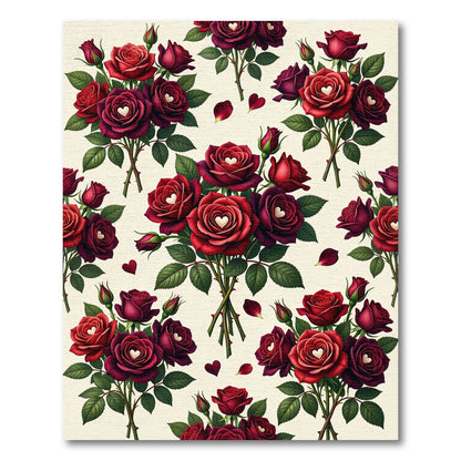 Crimson Heart Roses Bouquet Arrangement Rug