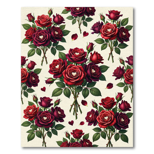 Crimson Heart Roses Bouquet Arrangement Rug