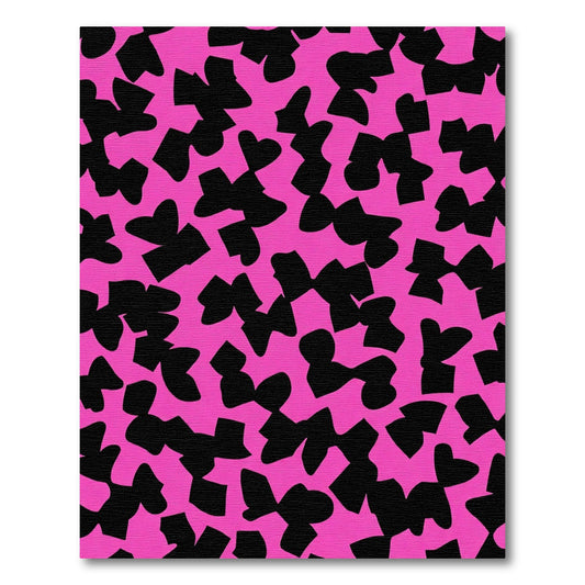Hot Pink Black Abstract Bow Tie Rug
