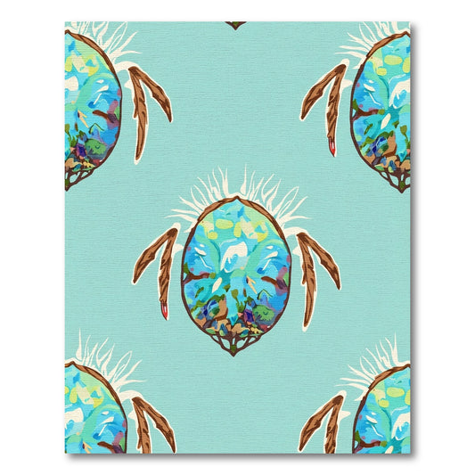 Teal Blue Aquatic Beetle Pattern Rug