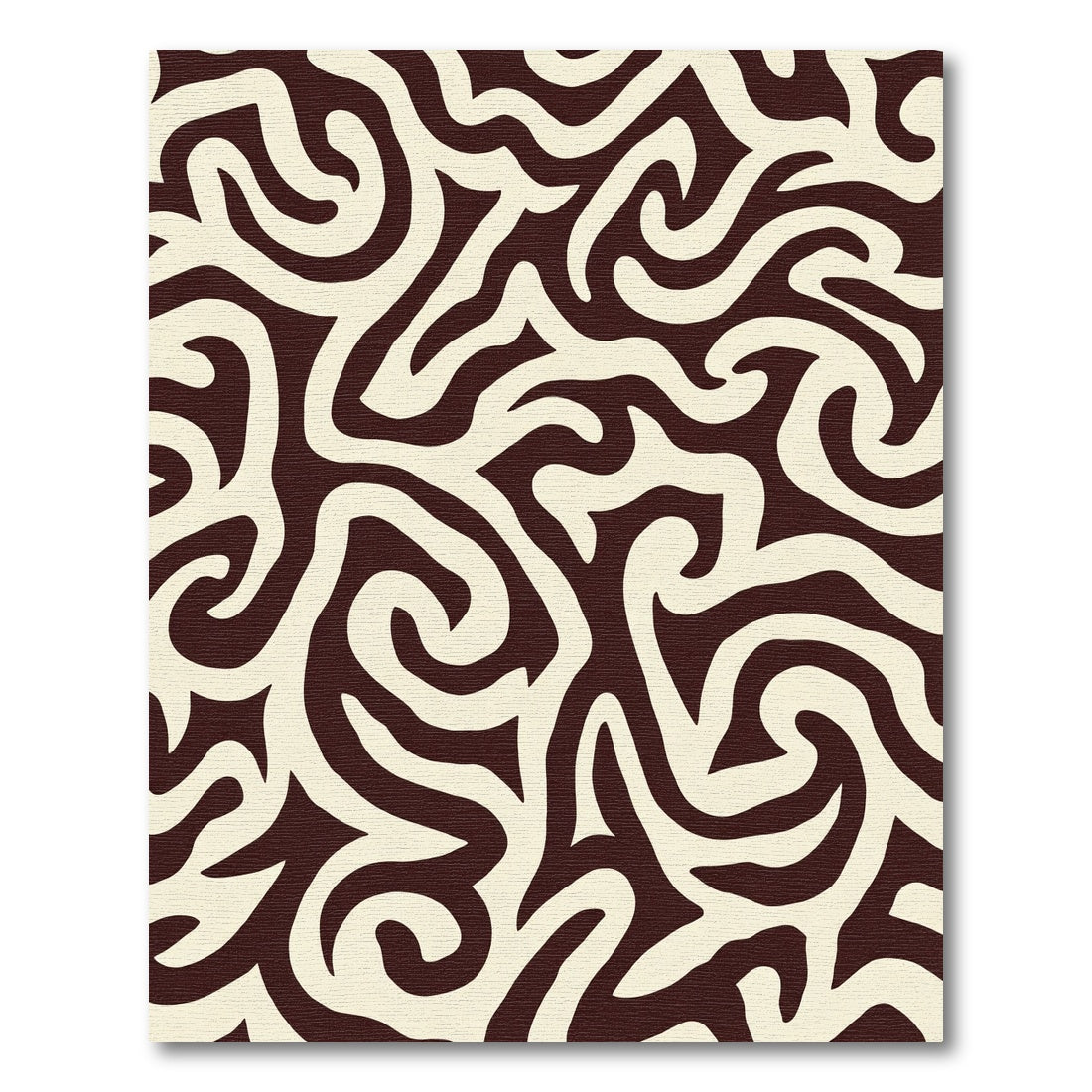Cream and Dark Brown Swirl Abstraction Rug
