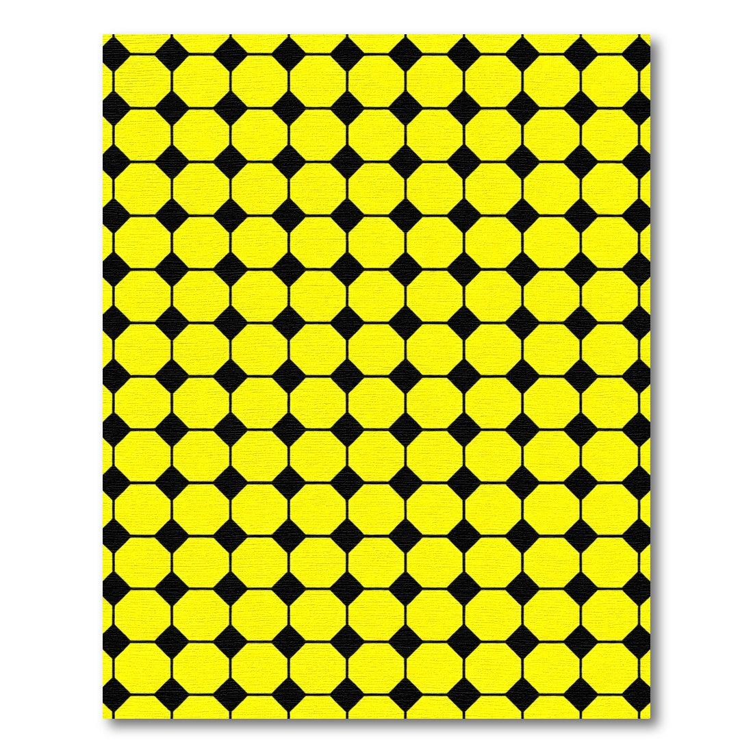 Bright Yellow Black Octagon Mosaic Rug