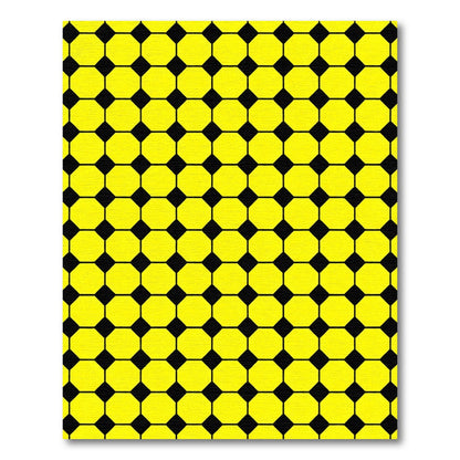 Bright Yellow Black Octagon Mosaic Rug