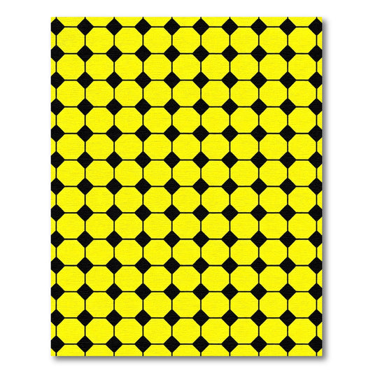 Bright Yellow Black Octagon Mosaic Rug