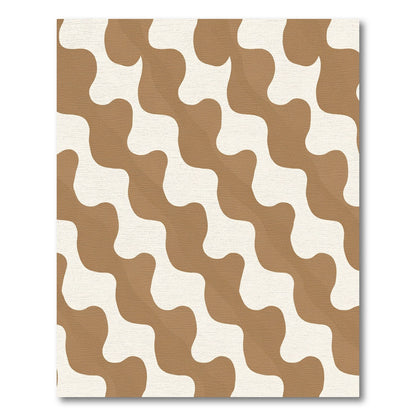 Wavy brown ivory organic stripes Rug