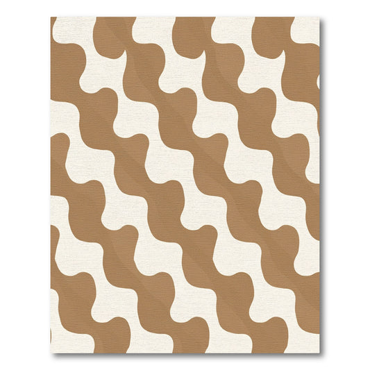 Wavy brown ivory organic stripes Rug