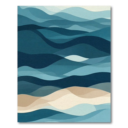 Deep Blue Abstract Ocean Wave Rug
