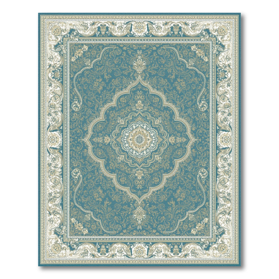 Teal Persian Medallion Area Rug
