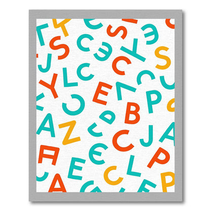 Red Blue Yellow Alphabet Collage Rug