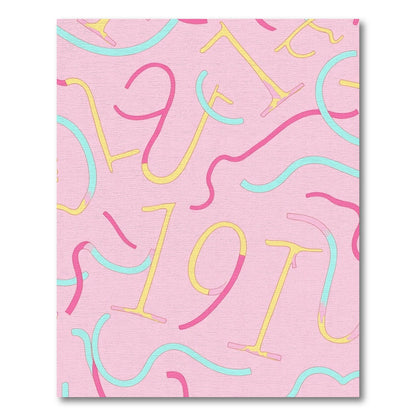 Pink Retro Swirls and Numbers Rug