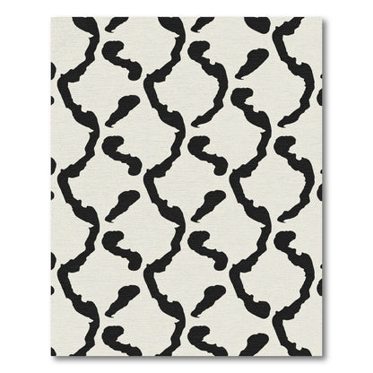Abstract Black Organic Swirl Rug