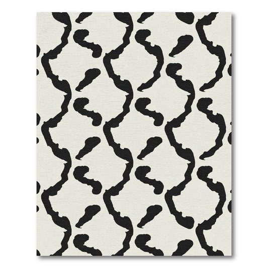 Abstract Black Organic Swirl Rug