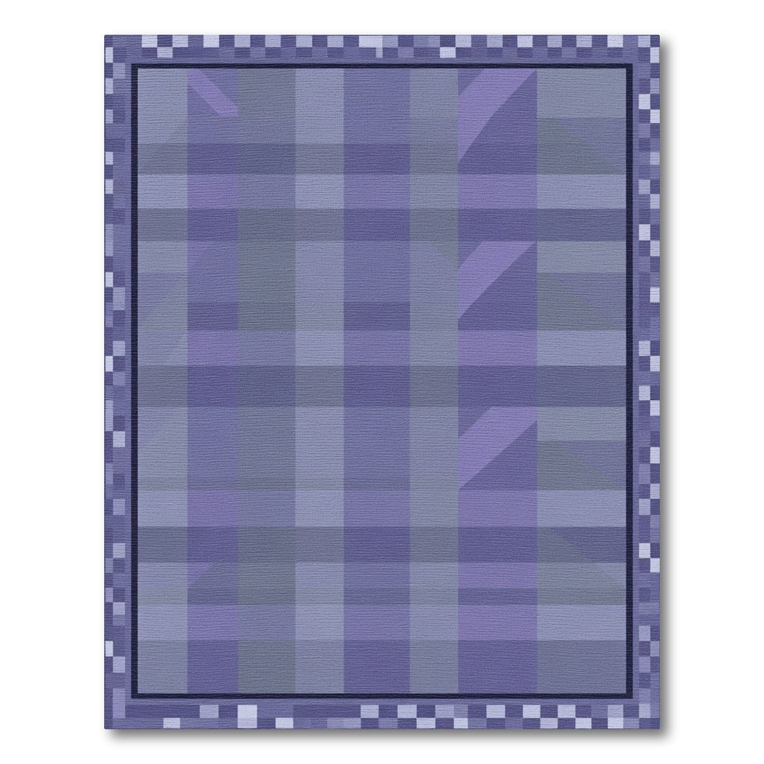 Lavender Pixelated Plaid Geometric Border Rug