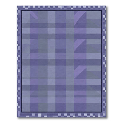Lavender Pixelated Plaid Geometric Border Rug