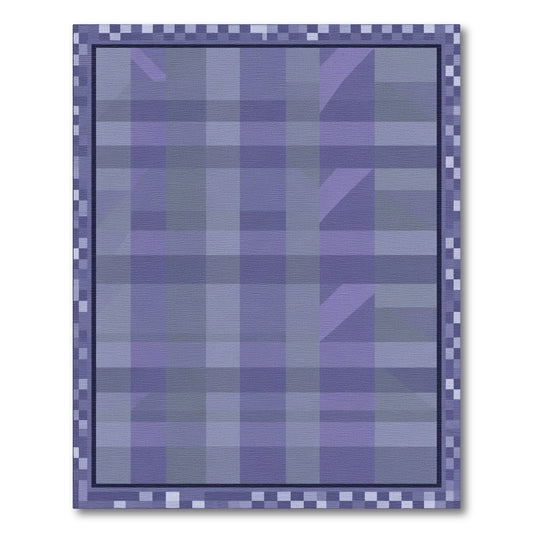Lavender Pixelated Plaid Geometric Border Rug