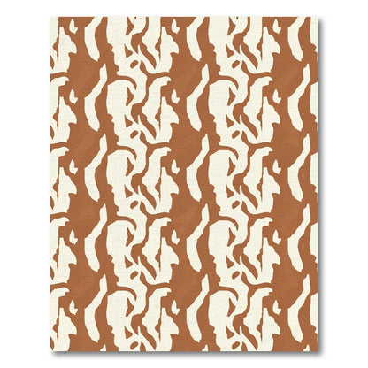 Terracotta Cream Abstract Animal Hide Rug