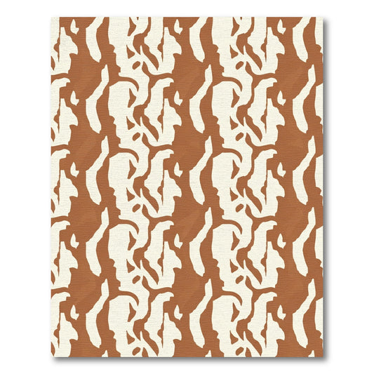 Terracotta Cream Abstract Animal Hide Rug