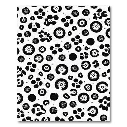 Black White Organic Spot Medallion Rug