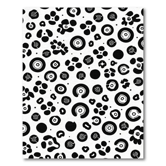 Black White Organic Spot Medallion Rug
