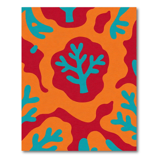 Coral Blue Red Orange Organic Shapes Rug