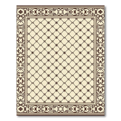 Cream Brown Lattice Border Rug