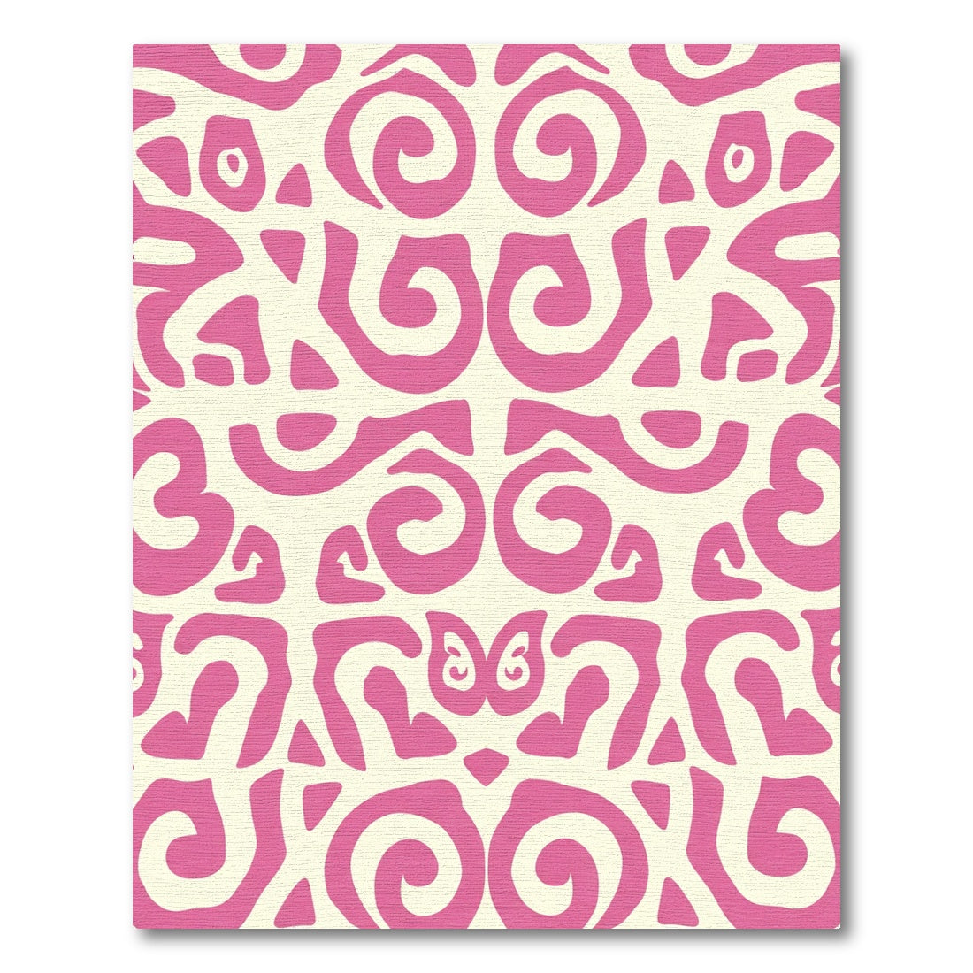 Fuchsia Cream Organic Swirl Abstract Rug