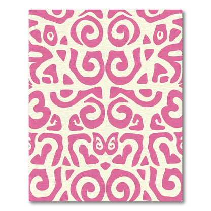 Fuchsia Cream Organic Swirl Abstract Rug