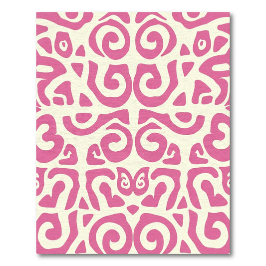 Fuchsia Cream Organic Swirl Abstract Rug