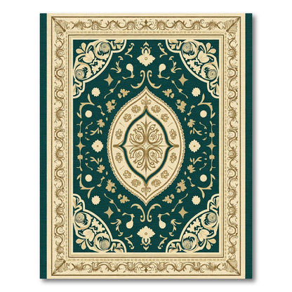 Emerald Gold Floral Ornate Medallion Rug