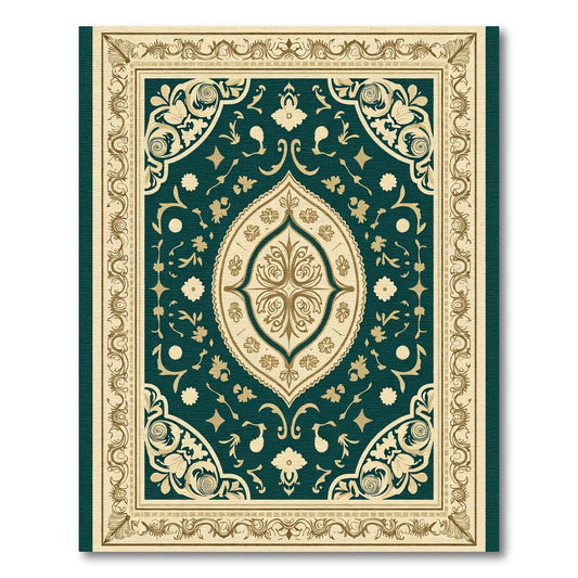 Emerald Gold Floral Ornate Medallion Rug