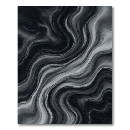 Dark Gray Fluid Swirl Abstract Rug